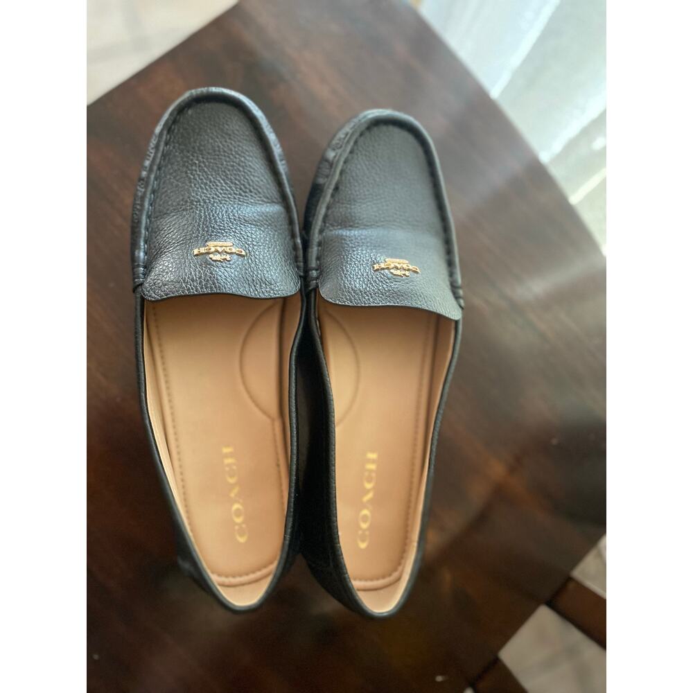 Coach Marley Driver Black Pebbled Leather Loafers Size 11B Gold Logo G4835 - Picture 8 of 9
